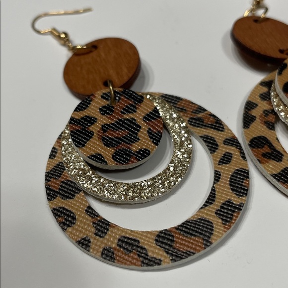 Stylish Brown and Leopard Print Earrings - Picture 7 of 9